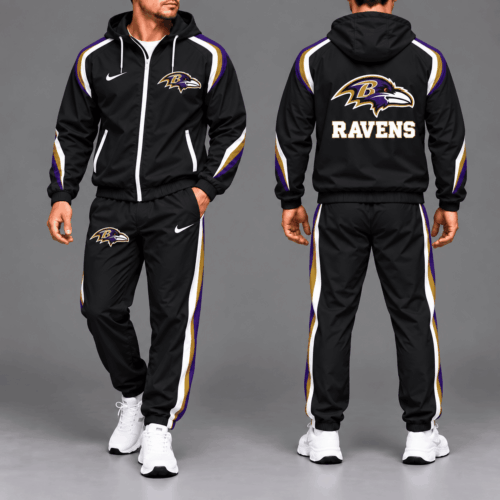 Baltimore Ravens | Premium NFL Game Day Full-Zip Hooded Jacket & Jogger Pants Set NY