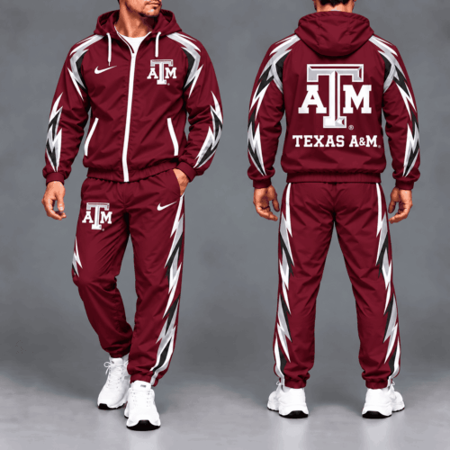 Texas A&m Aggies | Premium NCAA Elevate Performance Full-Zip Hooded Jacket & Jogger Pants Set NTH1