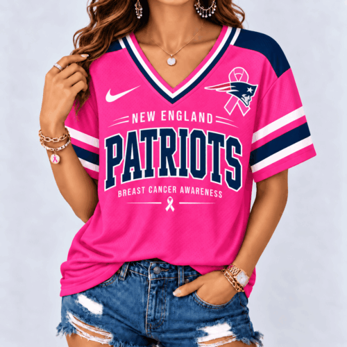 New England Patriots | Premium NFL Pink Breast Cancer Awareness V-neck Shirt NY