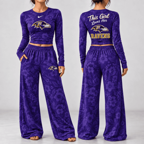 Baltimore Ravens | Premium NFL Game Day Bloom Long Sleeve Shirt & Pants Set TD