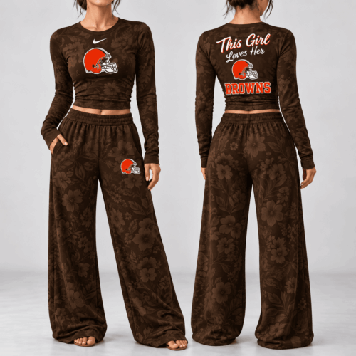 Cleveland Browns | Premium NFL Game Day Bloom Long Sleeve Shirt & Pants Set TD