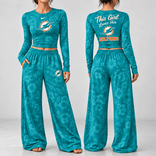 Miami Dolphins | Premium NFL Game Day Bloom Long Sleeve Shirt & Pants Set TD